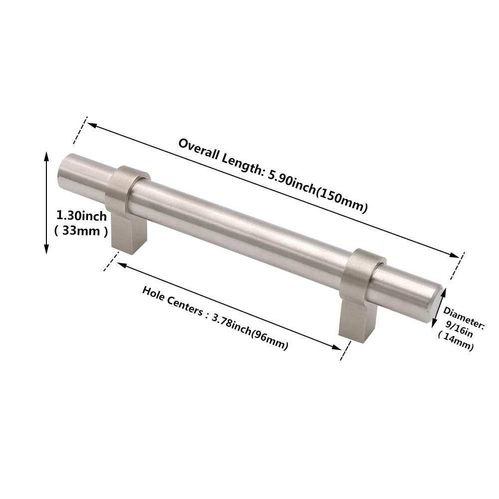 Hole Centers 96mm Ручки кухонного шкафа матовый никель ручки для ящиков "~ 5" Шкаф Hardawre Brashed никеля круглые ручки для шкафа; на Ящики ручки 1 упаковка - Цвет: Hole Centers 96mm