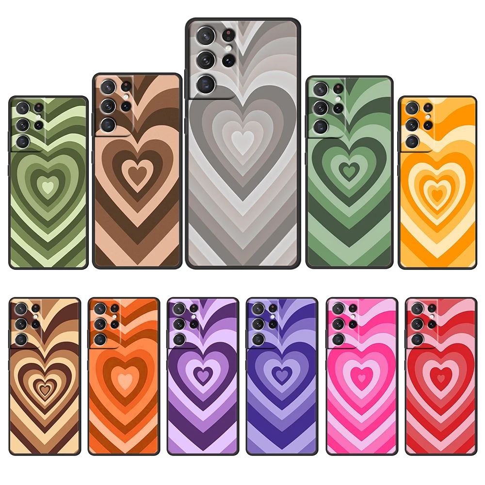 

Colorful Heart Circle Love for Samsung Galaxy S22 PRO S21 S20 FE Ultra S10e S9 S8 S7 S6 Plus Edge 5G Black Phone Case Cover