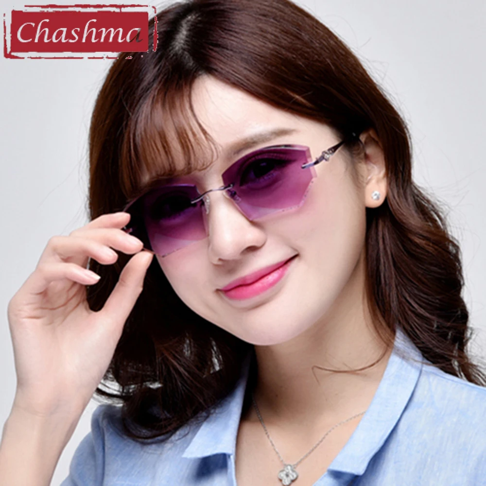 

Diamond Sunglasses Tint Gradient Women Eyewear Rimless Anti Reflective Anti Glare Anti Resistance Glass