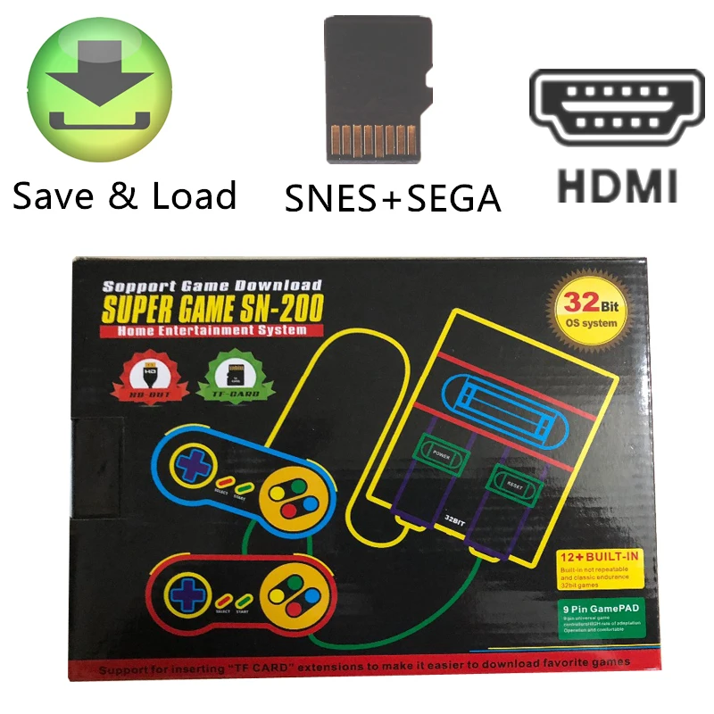 HDMI Ретро игровая консоль с TF слотом для карт для Snes для sega Megadrive поддержка сохранения и загрузки 128 различных игр для Snes