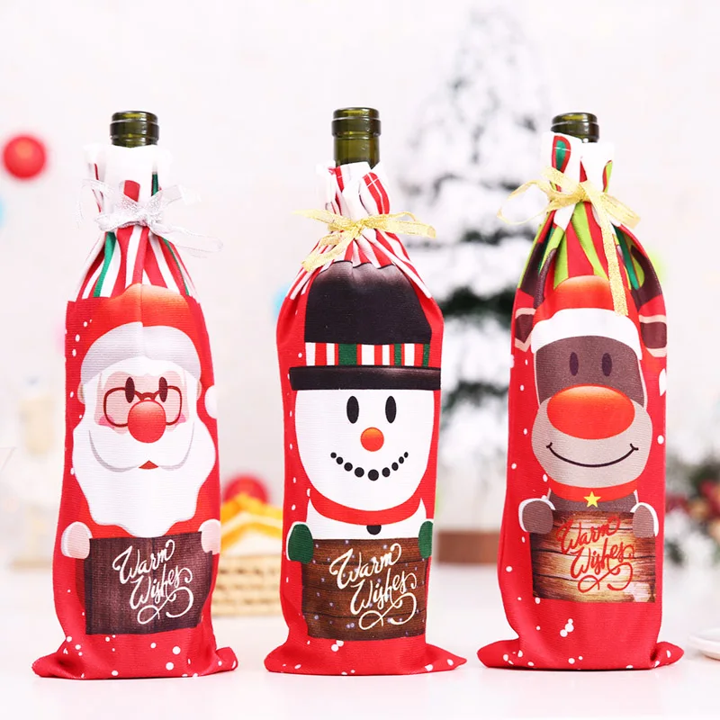 Рождественский набор для украшения винной бутылки чехол с Санта-Клаусом