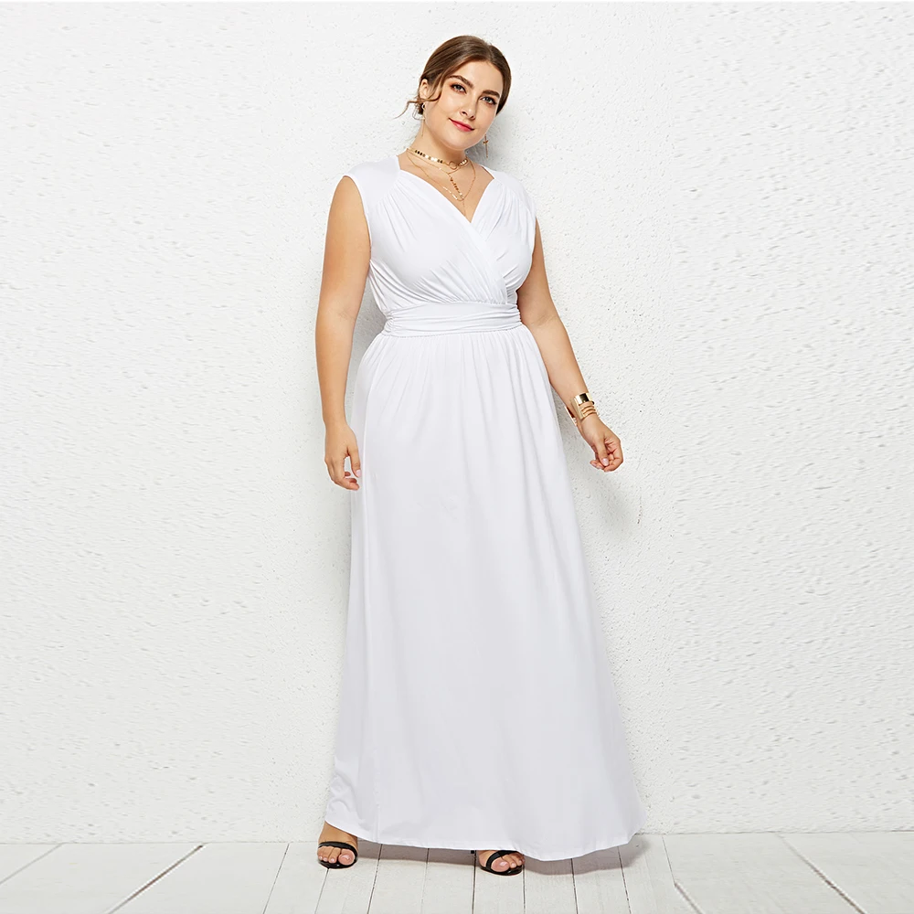 Женское платье макси модная винтажная одежда без рукавов модное вечернее с V