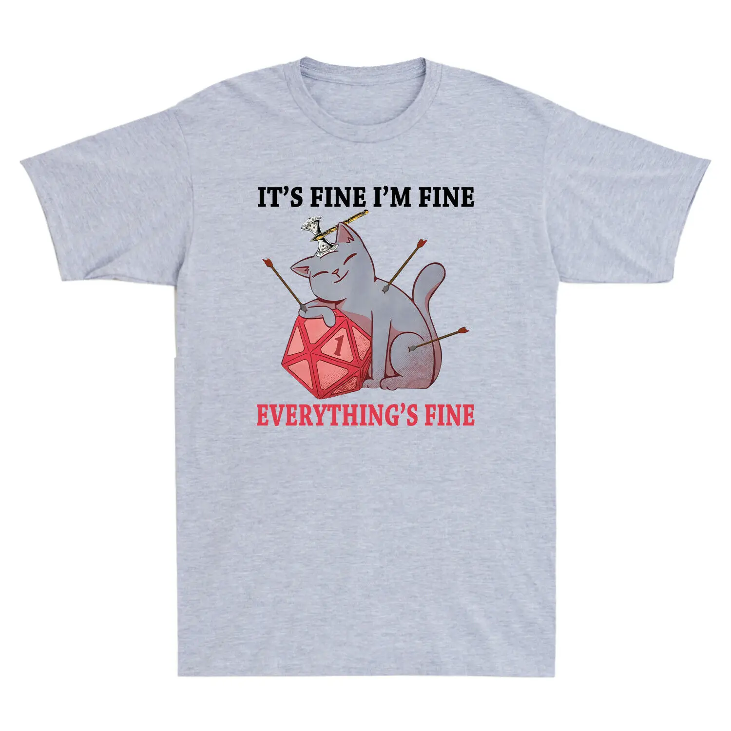 Кошка Hug подземелья с топор D & это нормально я отлично всё Для мужчин футболка для