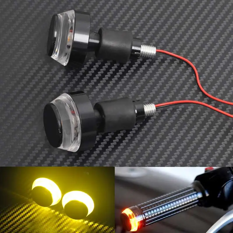 

12V Turn Signals Motorcycle LED Handle Bar End Blinker for 22mm Handlebar Signal Light Flashing Handle Bar Side Lamp Accessories