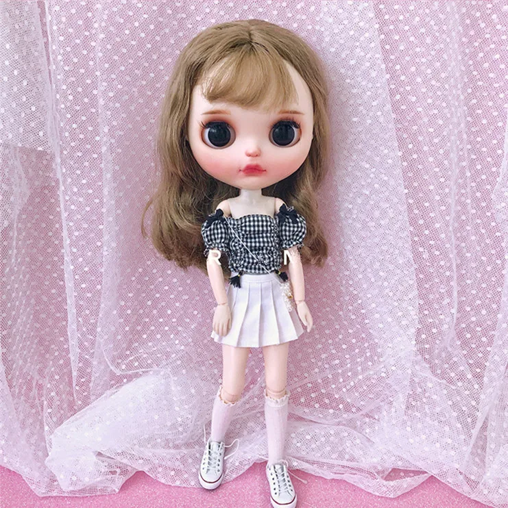 Новые кукла 1/6 брюки blyth клетчатая рубашка ob24 сумка кукольный наряд(Fit blyth, ob24, pullip, azone, licca, ICY, кукла 1/6