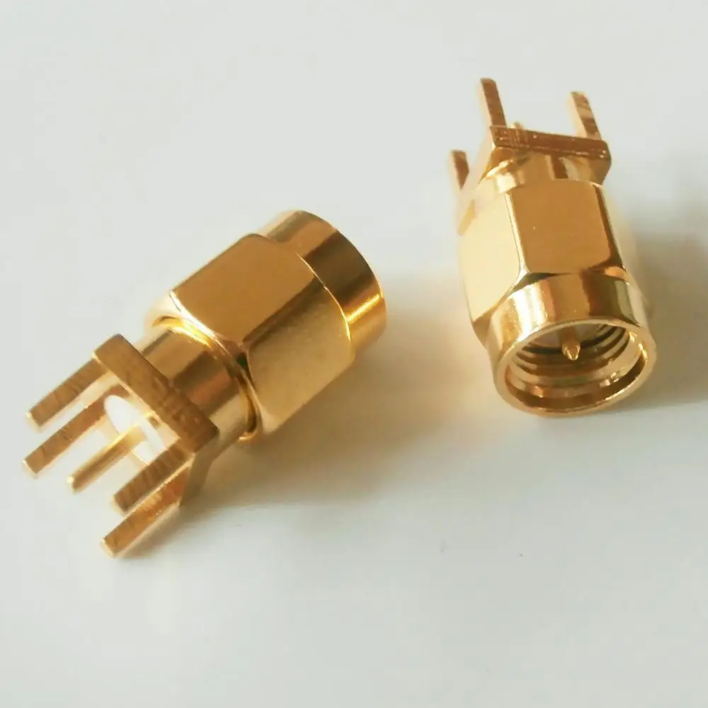 10х шт РЧ разъем SMA штекер крепление на печатную плату пайкой прямые 5 08 мм