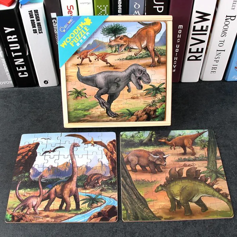 3 шт./лот деревянный пазл динозавр 3D игрушки Детские Игры и Пазлы подарок на день