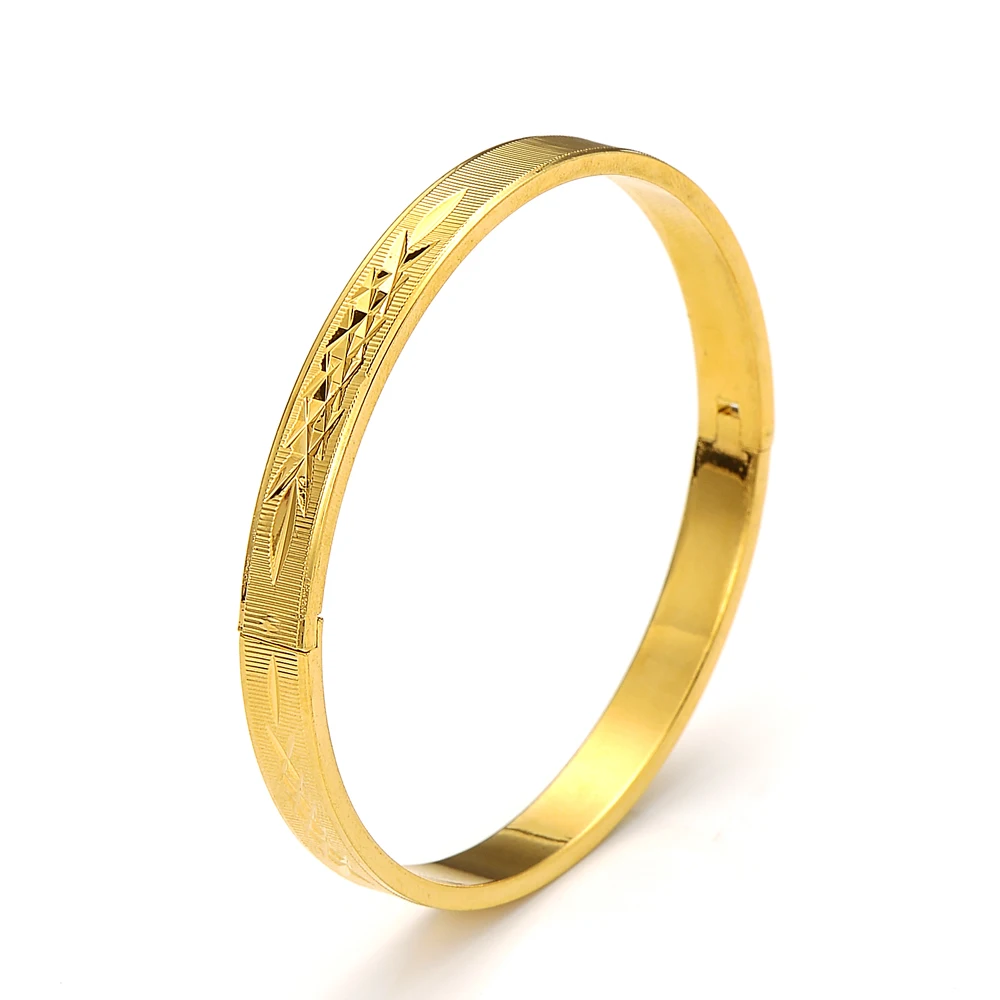 

4PCS 24k Gold Bangle for Women Gold Dubai Bride Wedding Ethiopian Bracelet Africa Bangle Arab Jewelry Gold Charm Bracelet