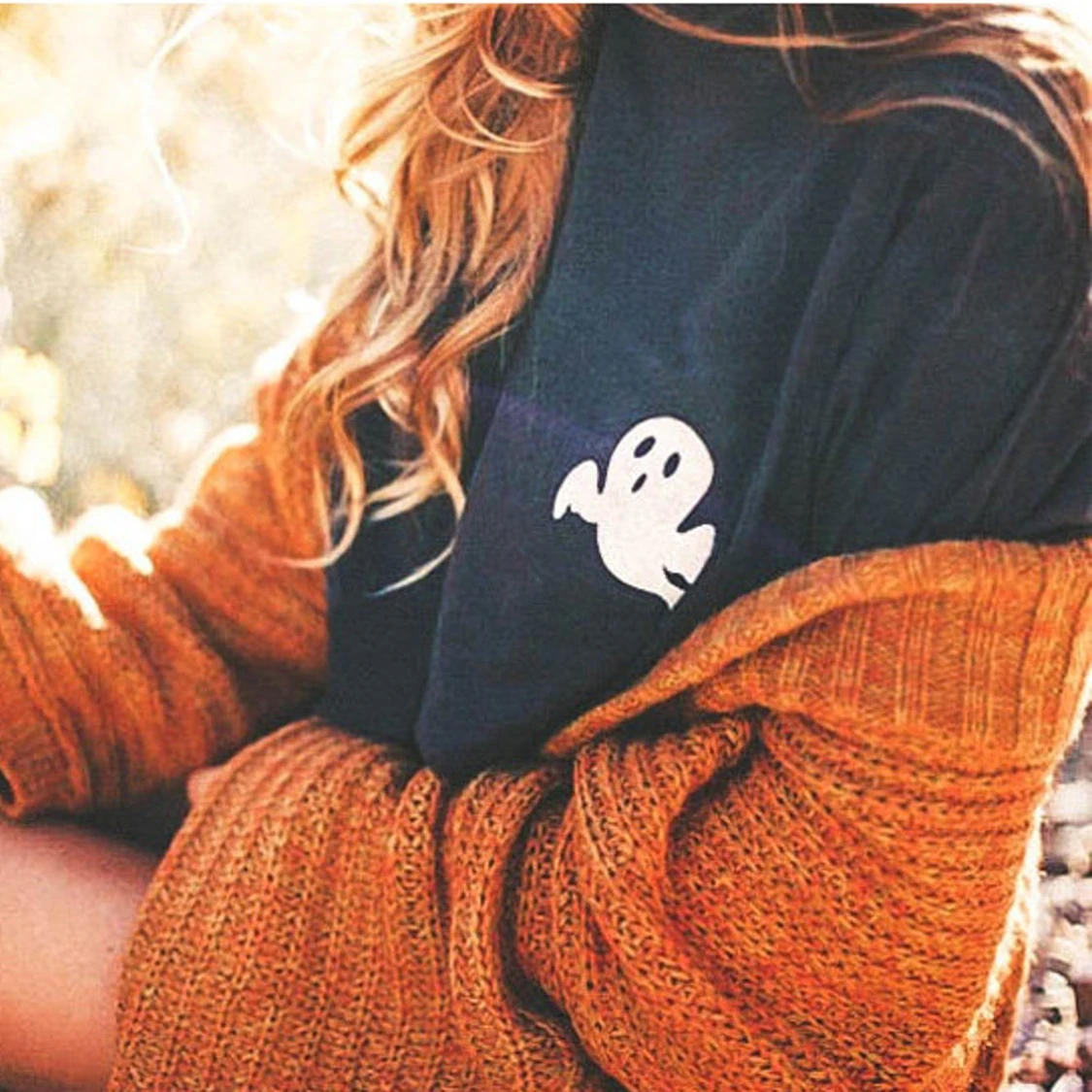 Футболка На Хэллоуин с изображением призрака Милая женская футболка на кавайная