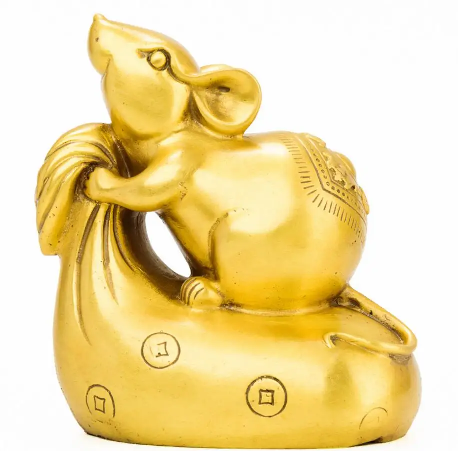 Медная статуя из чистой меди золото кенгуру Зодиак украшение для крыс латунная