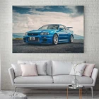 Плакаты Supercar Nissans Skyline GTR R34, классические настенные художественные картины, современные картины на холсте для декора гостиной