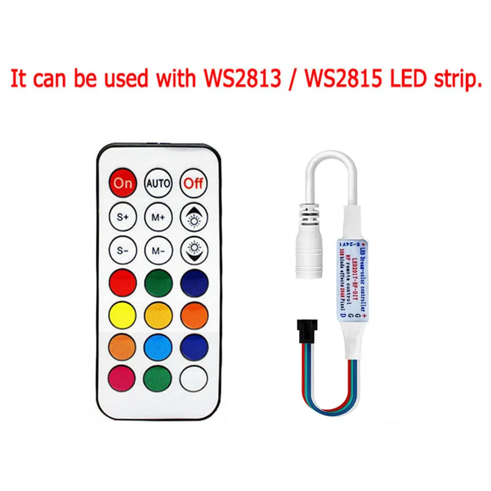 

WS2815 WS2813 LED Lights Controller RF 21Key 4Pin Remote Wireless 350+ Dream Effect SM JST RGB IC Led Strip Light DC5-24V