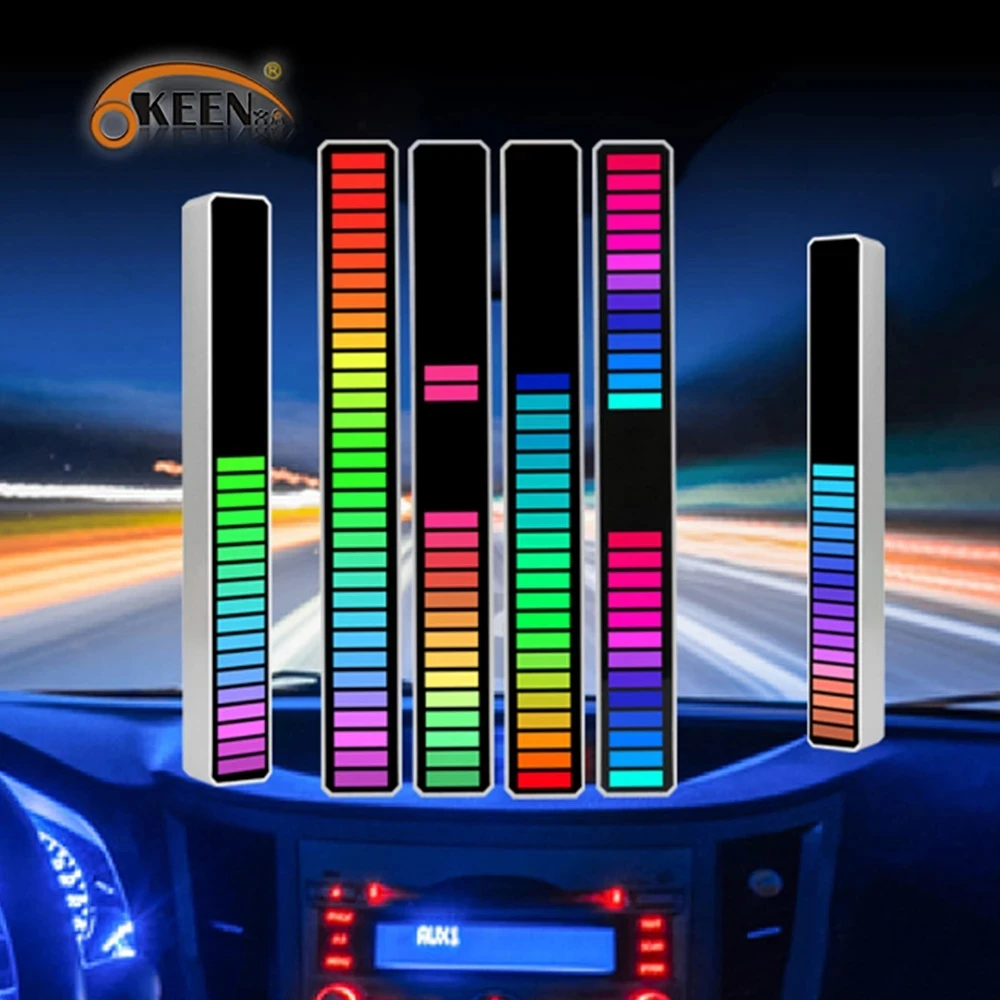 

OKEEN Car Pickup Sound Control Rhythm Light RGB Colorful USB LED Music Lamp Auto Home Decoration Strip Light