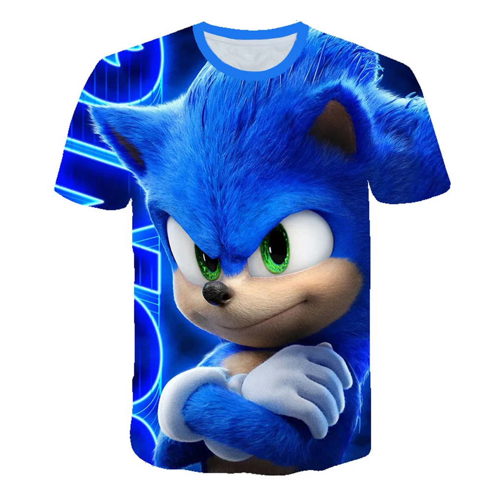 

2021 Summer Kids Clothes Short Sleeve 3D Cartoon Sonics Printed T-Shirt For Teenager Boys and Girls Children Tops