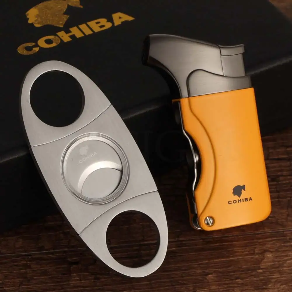 COHIBA набор 1 зажигалка с горелкой газовая ветрозащитная Бутановая Зажигалка