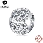 Женский ажурный браслет BISAER, винтажный кулон из стерлингового серебра 925 пробы с круглыми подвесками и цирконием, EFC256