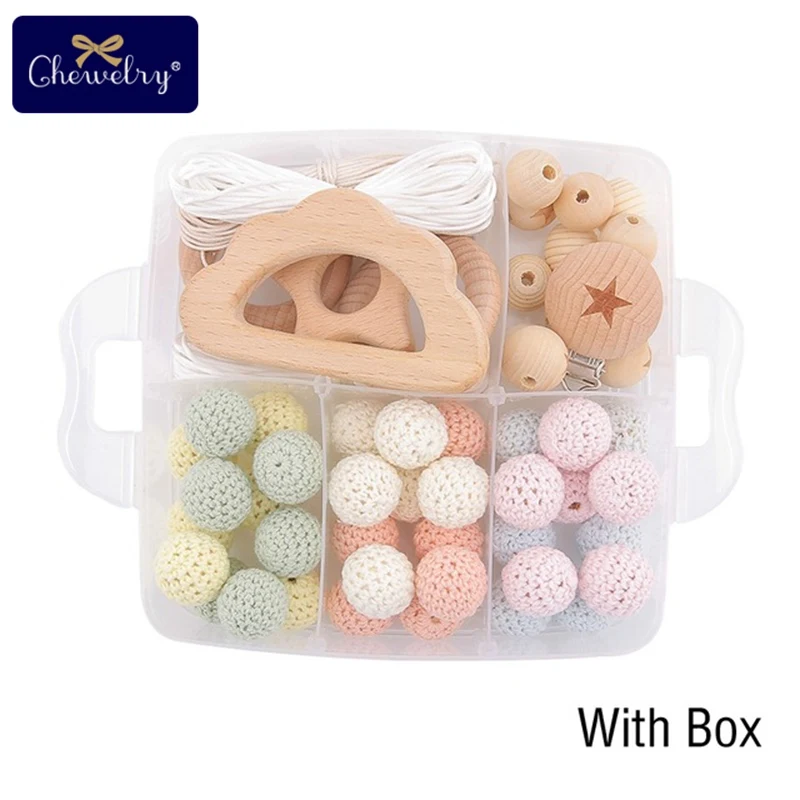 Candy Crochet Set-2 1 набор, детский деревянный прорезыватель, бук, соска, цепь, подвеска, вязание крючком, бисер, сделай сам, браслеты для кормления, деревянное кольцо, BPA бесплатно, детские игрушки для прорезывания зубов - Цвет: Candy Crochet Set-2