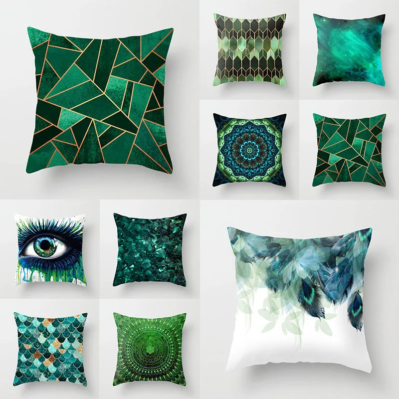 

Green Series Cushion Cover Eye Geometry Abstract Pillow Case Decorative Sofa Pillow Cover Home Decor Throw Pillowcase 45*45cm