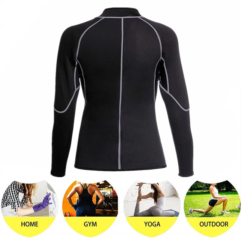 tummy control shapewear Women Sauna Suit Neoprene Workout Sweat Shirt Waist Trainer Body Shaper Zipper Fitness Jacket Yellow Top Long Sleeve Shapewear thong shapewear