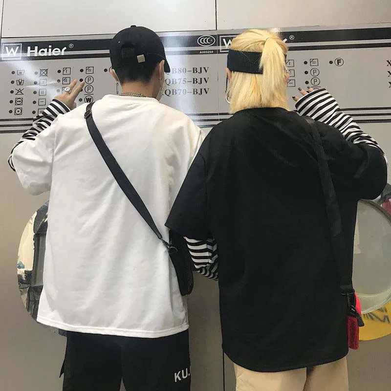 NiceMix Harajuku футболка женская поддельная 2 шт. принт японский Fujiang Ужасы комиксы длинный рукав рубашка Женская Vetement Femme