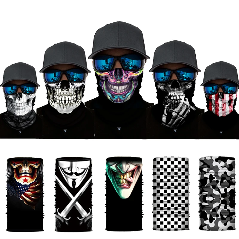 

Outdoor Sports Magic Seamless Balaclava Men Bandana Headband 3D Skull Joker Balaclava Bicycle Cycling Bandana Face Shield