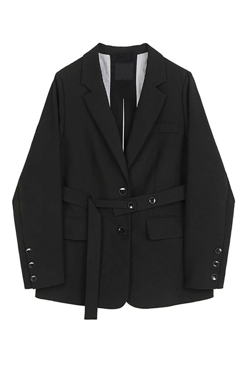 

Black Blazer Female Back Hollow Temperament Goddess Fan Suit Jacket Autumn Women Blazer 2021 Fashion