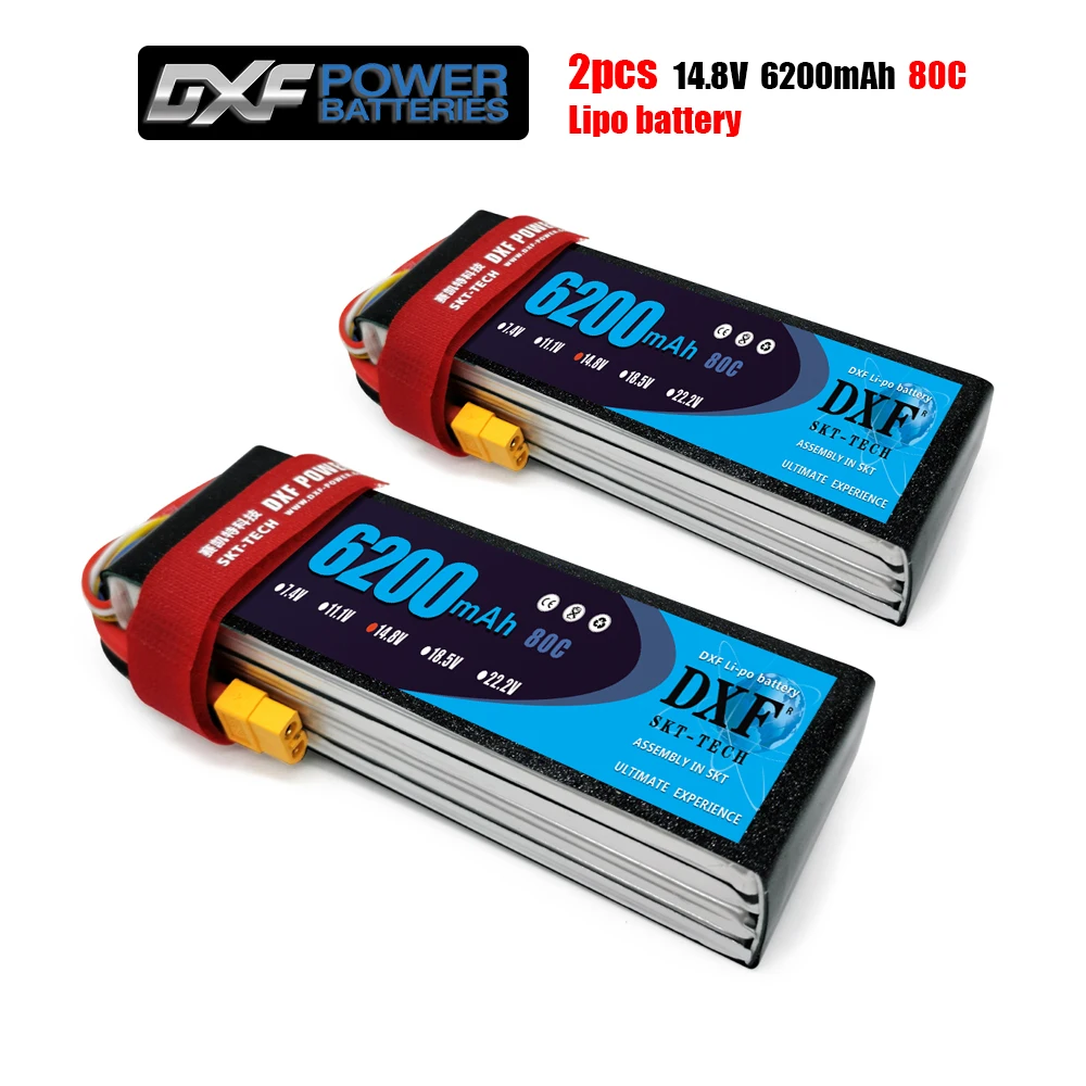 

Аккумулятор DXF Lipo 4S 14,8 в 6200 мАч 80C MAX160C T/XT60 LiPo RC аккумулятор для радиоуправляемого вертолета автомобиля лодки дрона грузовика квадрокоптера ...