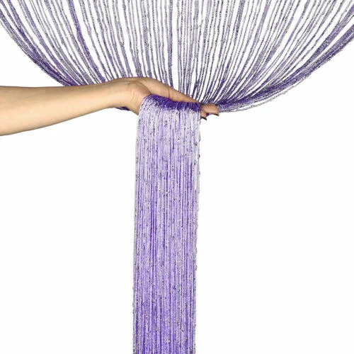 

FieldCricket 200X100 cm String Curtain Valance Shiny Tassel Line Curtain Solid Color Window Door Curtain Divider Drape Decorati
