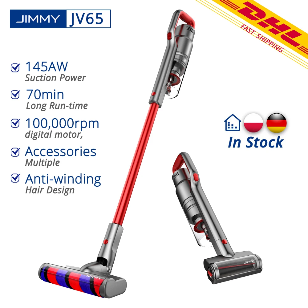 [В наличии] Ручной беспроводной пылесос JIMMY JV65 с цифровым двигателем 145AW защитой