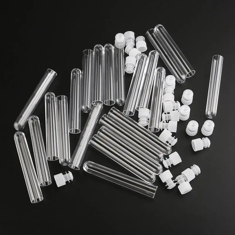 

50pcs Plastic Sample Test Tubes Tubes with Caps Plastic Clear Test Tube