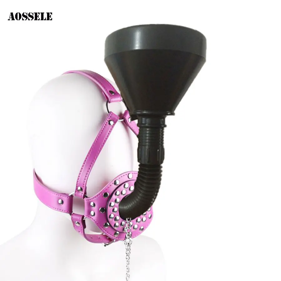 Шапка-маска из искусственной кожи с заглушкой для рта БДСМ аксессуары Для