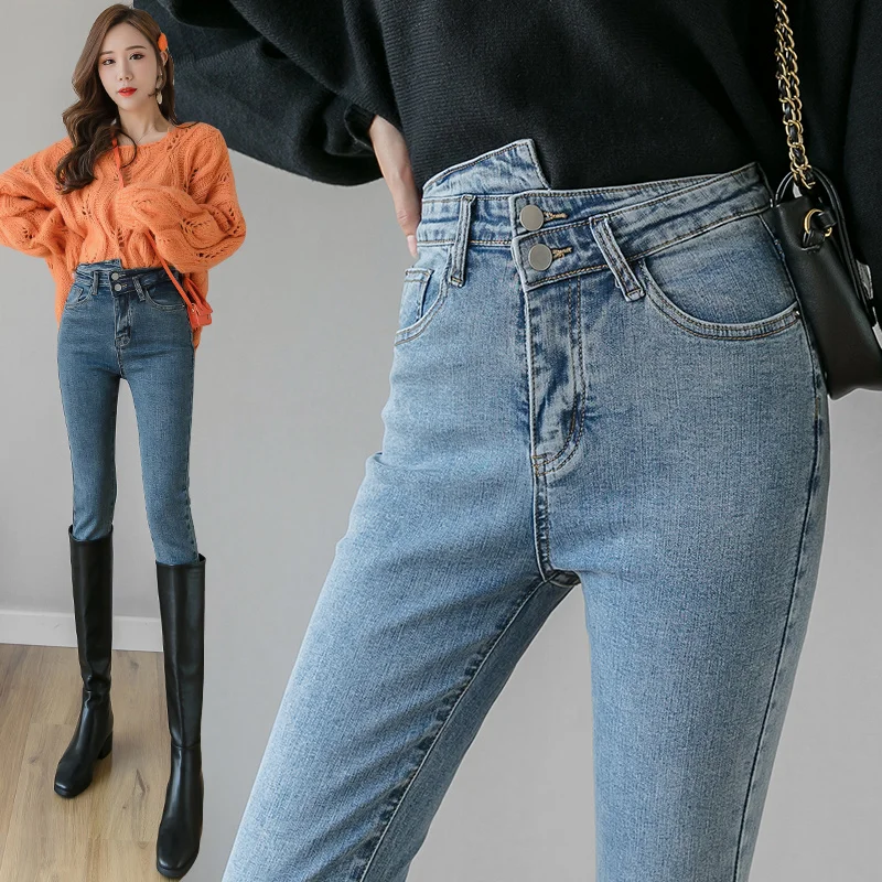 

jeans female pencil pants high show high show thin waist han edition cultivate one's morality joker tight stretch leggings