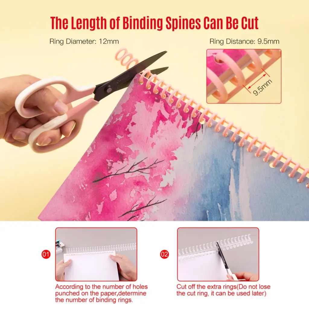 

10pcs Plastic 30-Hole Loose Leaf Binders Ring Binding Spines Combs A4/A5/B5 80 Sheets Capacity for DIY Paper Notebook Album