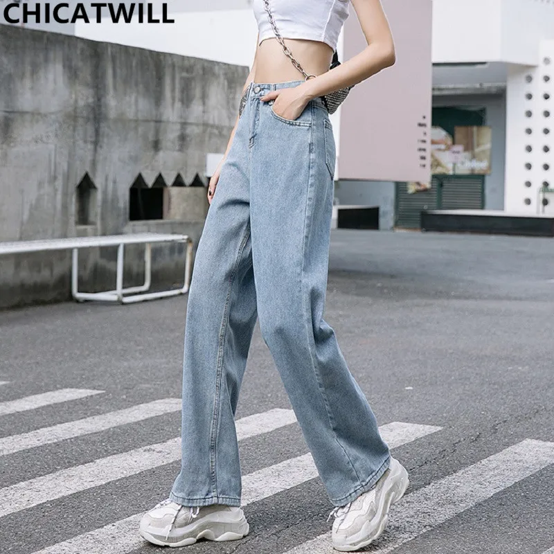 Корейские свободные винтажные длинные женские джинсы повседневные Джинсы