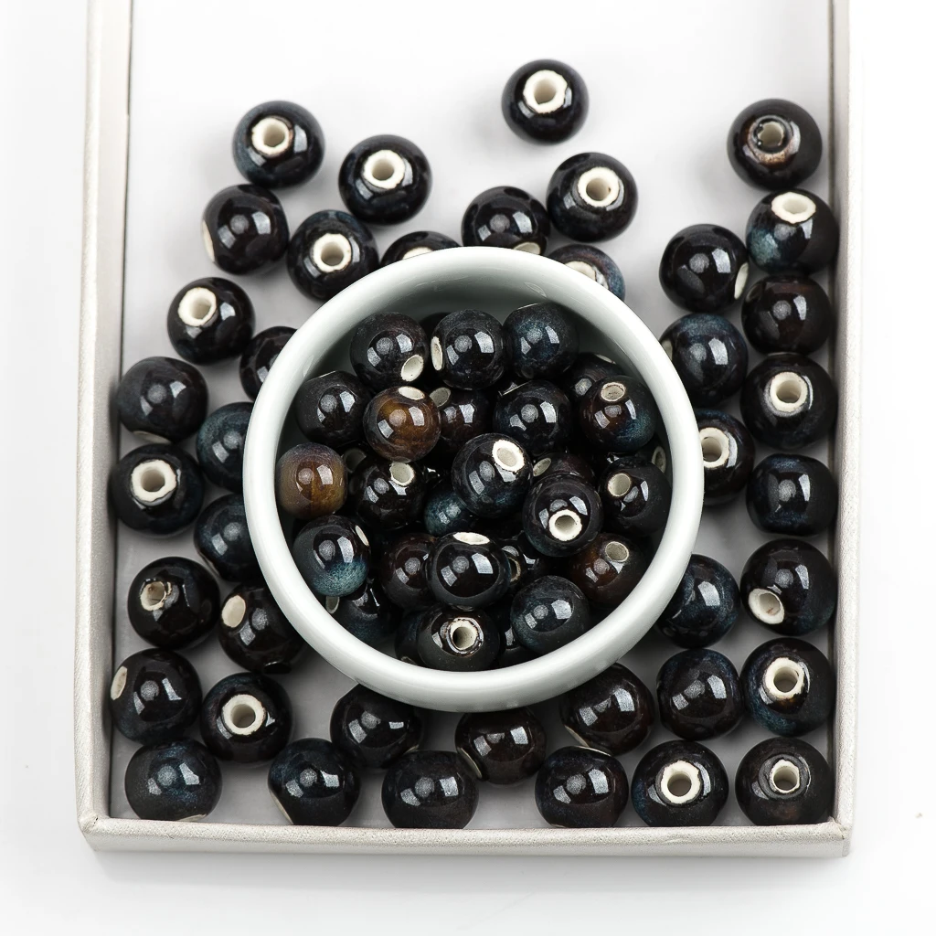 10#12# 40pcs Круглые керамические бусины ручной работы из фарфора с отверстием для изготовления ювелирных изделий 10мм 12мм #A311B.