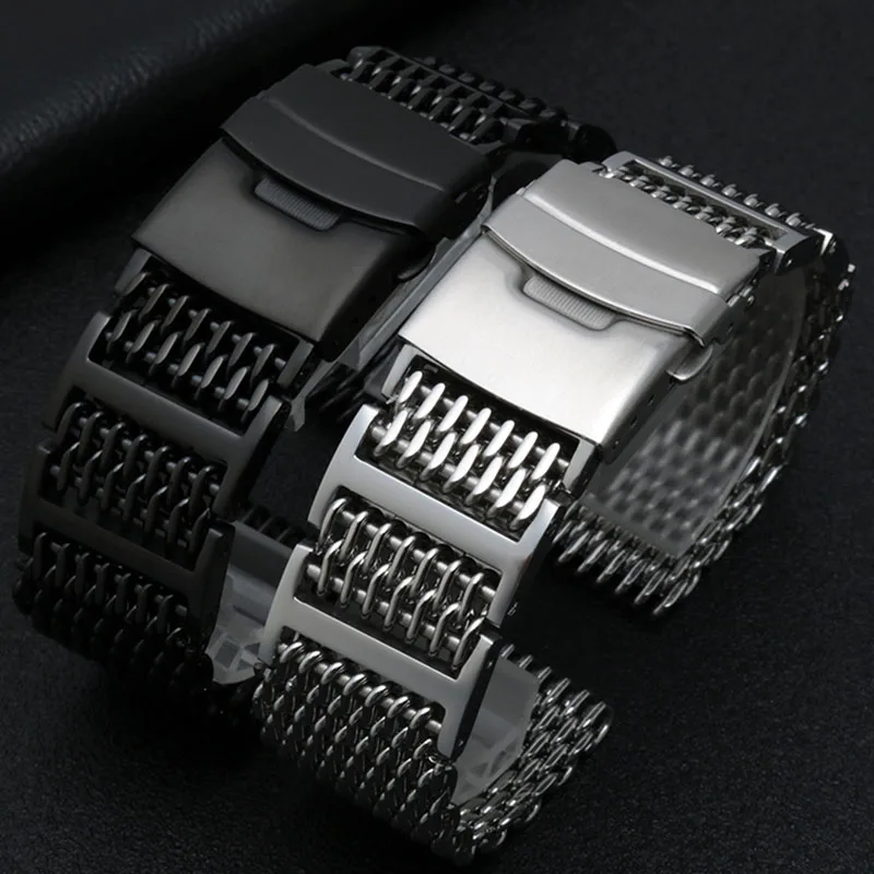 High quality mesh stainless steel watchband 20mm 22mm 316L stainless steel bracelet for IWC Omega wrist band metal milan band