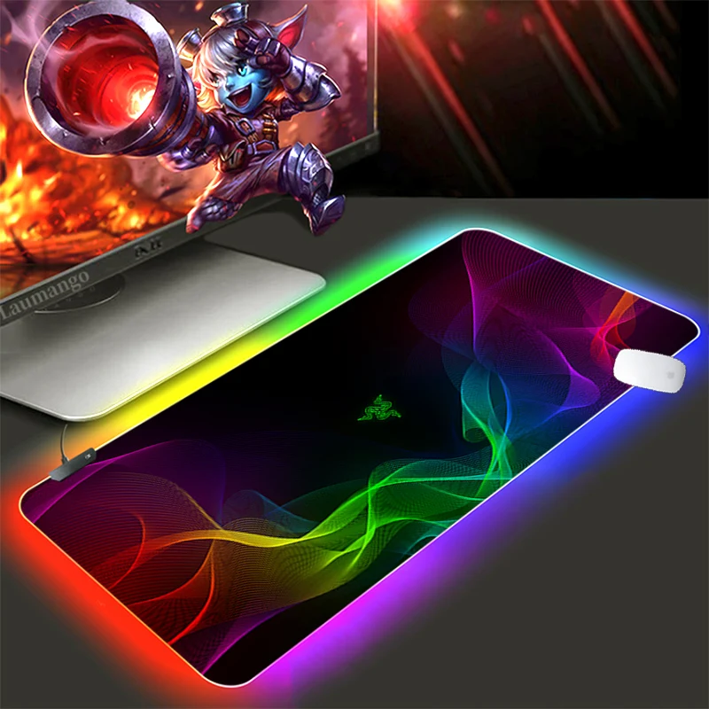 

Mouse pad RGB Razer Gaming Accessories Computer Large 900x400 Mousepad Gamer Rubber Carpet With Backlit Play CS GO LOL Desk Mat