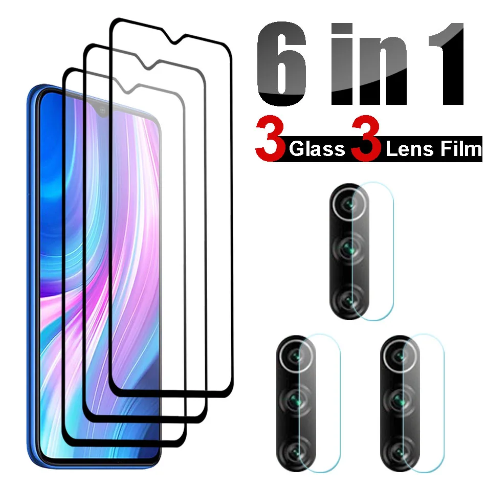 6 в 1 Закаленное стекло для Xiaomi Redmi Note 8 Pro 7 8A 7A защитная пленка экрана 8T