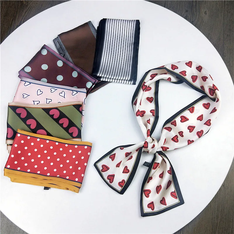 Женский шелковый шарф с сердечками 2020|Женские шарфы| |