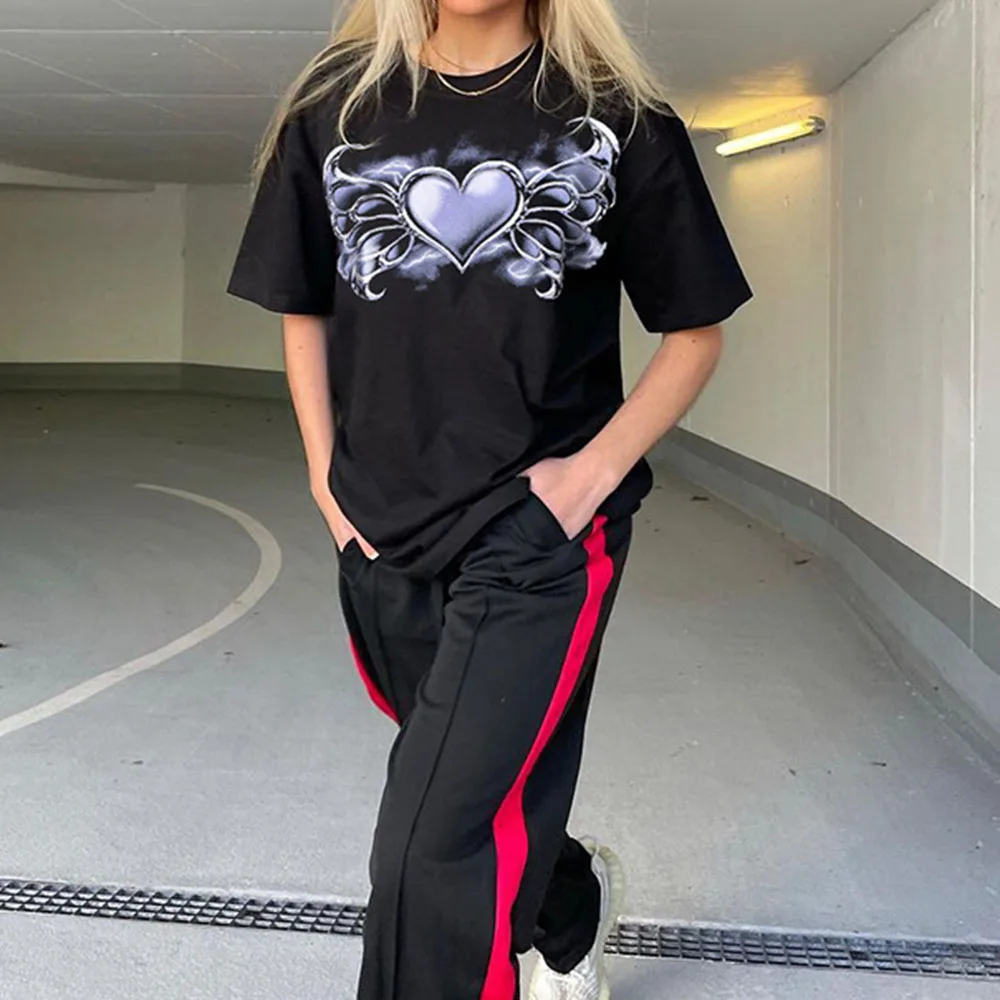 

2021 High Street T-Shirt High Street High Street Designer Popular Thin Loose Casual Printing Round Neck Summer