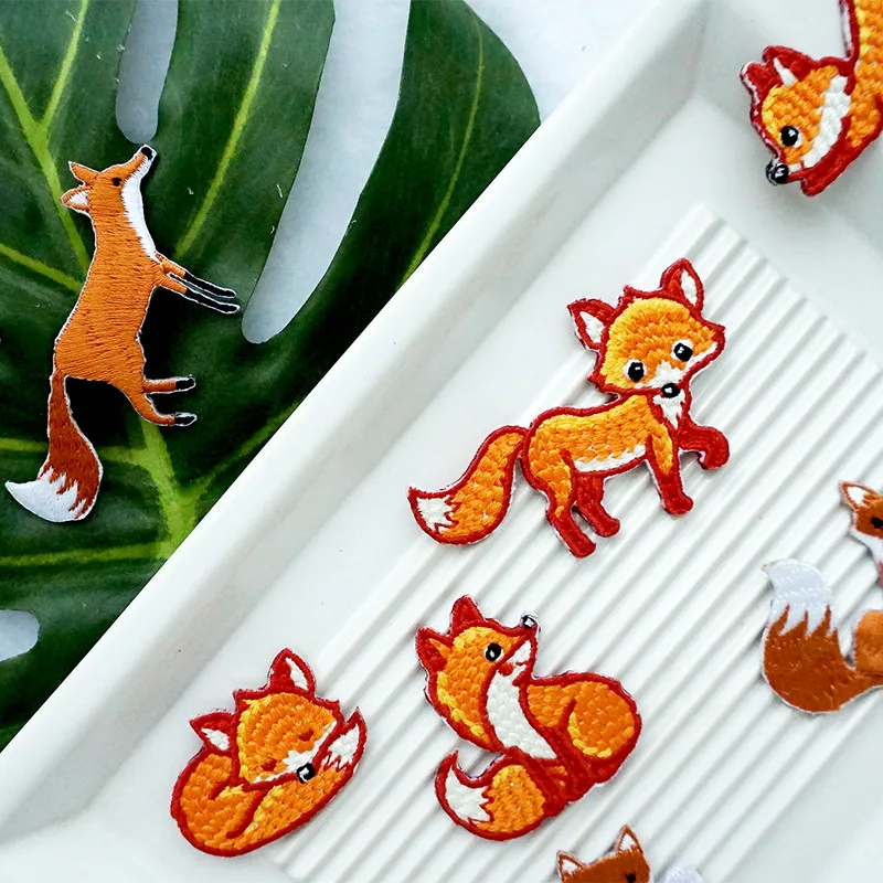 Hochwertige 1-teilige bestickte süße Fuchs-Aufnäher für Kleidung, Taschen, DIY-Applikation, Stickerei, Parches zum Aufbügeln für Kleidung – Detail 3