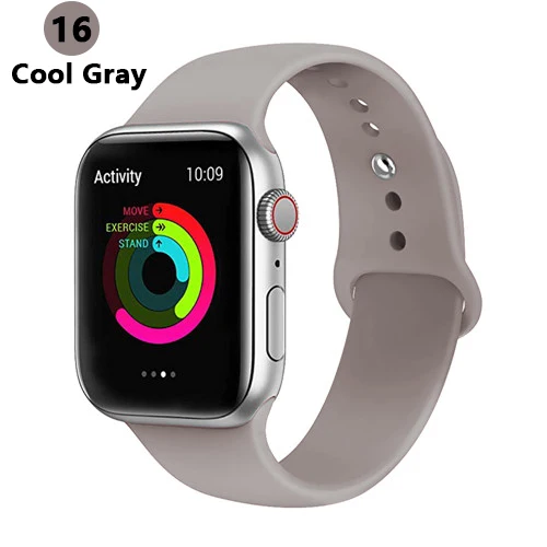 Ремешок для apple watch, ремешок для apple watch 5, 4, 3, iwatch, ремешок 42 мм, 44 мм, 38 мм, 40 мм, браслет Correa, силиконовый ремешок для часов, ремень, аксессуары - Цвет ремешка: cool gray 16