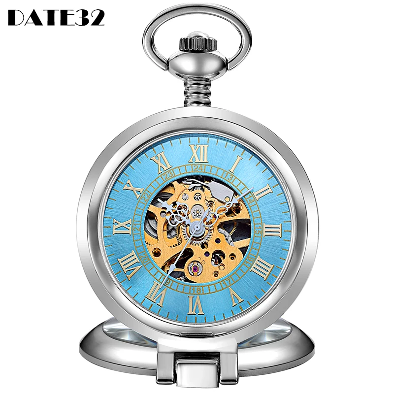 Новые дизайнерские Механические карманные часы-скелетоны циферблат с римскими