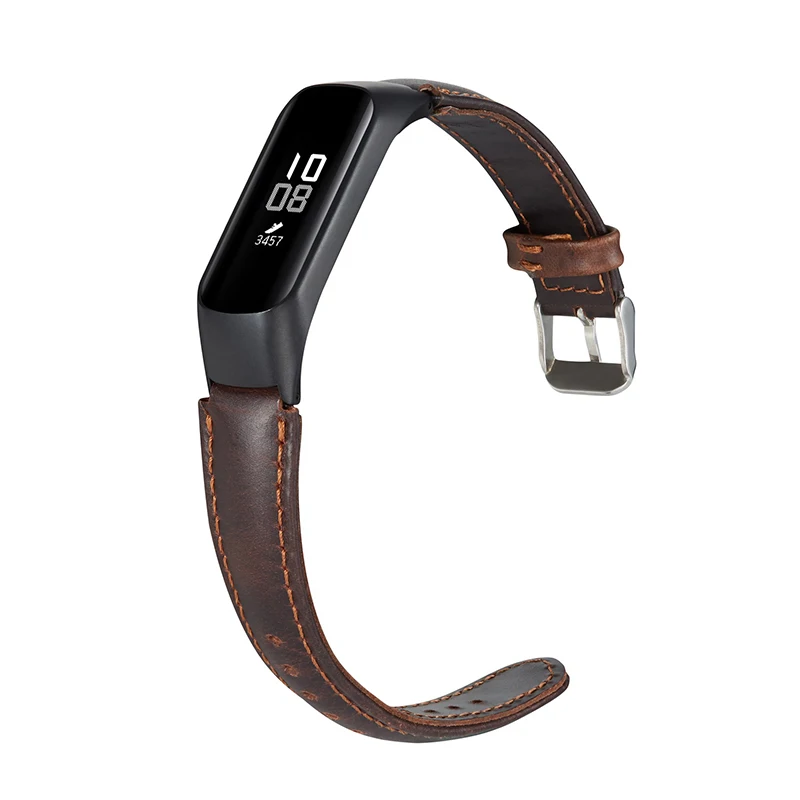 Dark Brown UEBN ремешок из натуральной кожи для Xiaomi mi 3 4 металлический каркас для mi Band 3 4 умный браслет Сменные браслеты - Цвет ремешка: Dark Brown