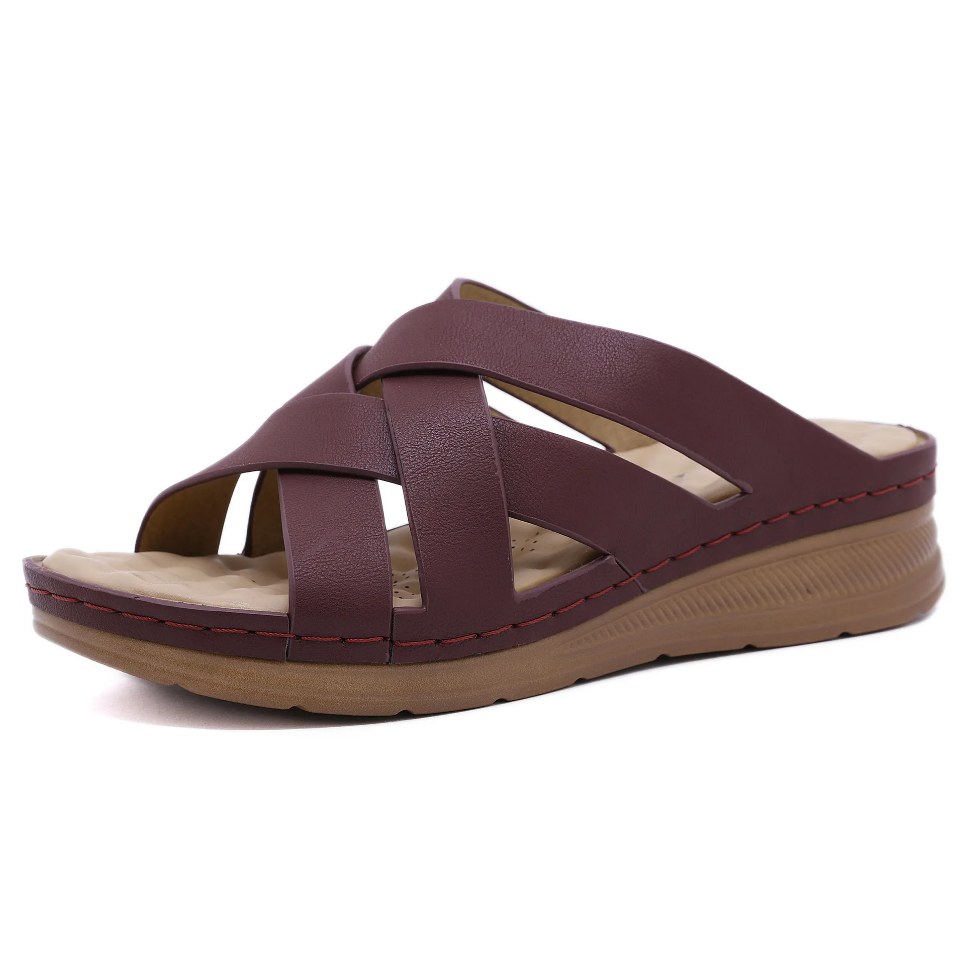 

New Summer Women Wedge Sandals Premium Orthopedic Open Toe Sandals Vintage Anti-slip Leather Casual Female Platform Retro Shoes