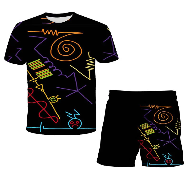 

Harajuku Physics Math Formula T-Shirt Shorts Set 3D-Printed Kids T-Shirt 3D-Printed Street Wear Fun T-Shirt Set for Boys and Gir