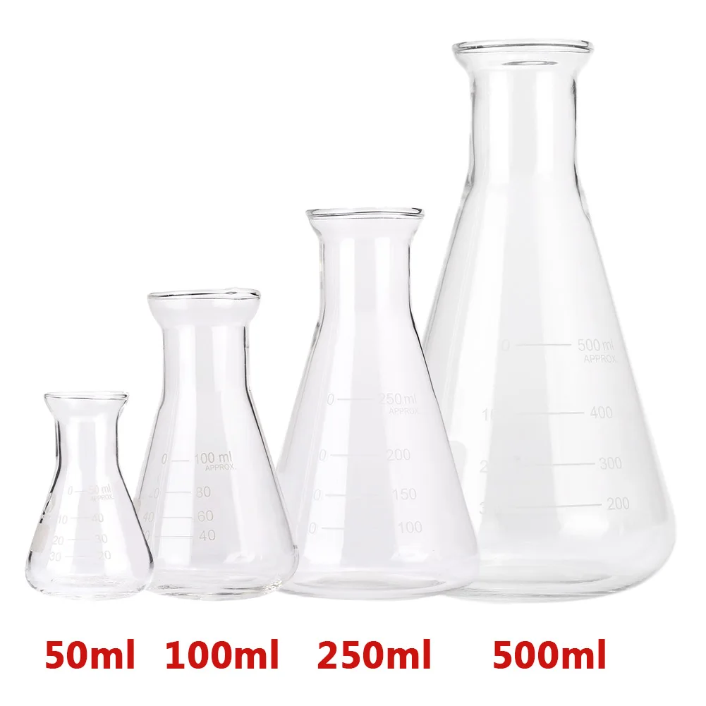 Коническая колба Erlenmeyer боросиликатный мерный стакан 50 мл-500 мл для ресторана