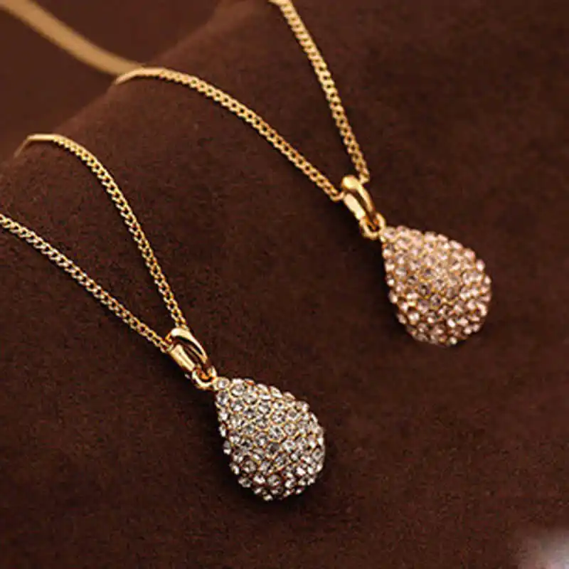 

Золотистая Серебристая цепочка с подвеской, ювелирные изделия, ожерелье Стразы, эффектное очаровательное Женское Ожерелье