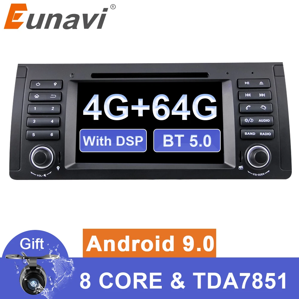 Eunavi Android 9 автомобильный DVD для BMW E53 E39 X5 Мультимедиа Радио стерео плеер 7 дюймов gps