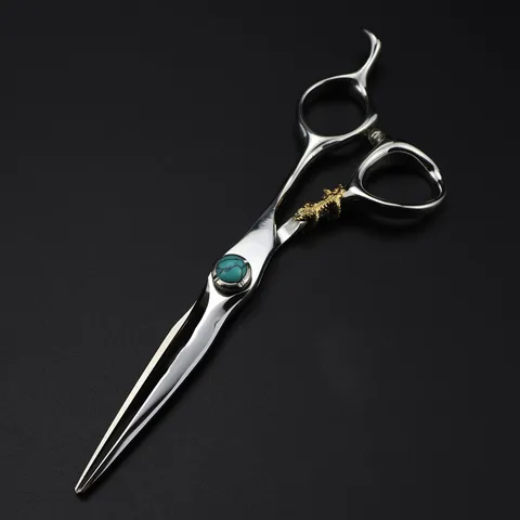 Профессиональные стальные ножницы JP440c 6 дюймов с зеленым драгоценным камнем для стрижки волос инструменты для парикмахера тигровые ножницы для стрижки филировки Парикмахерские ножницы